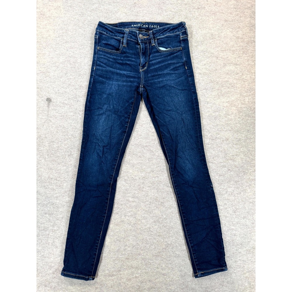 American Eagle Outfitters Jegging Jeans Womens 6 Blue Whiskering Denim Stretch